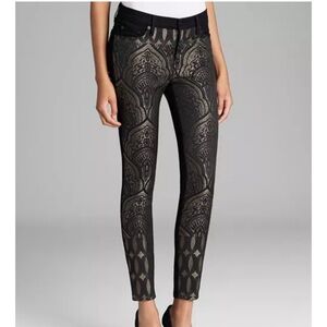 7 For All Mankind 7FAM The Pieced Skinny Jeans in Art Nouveau Jacquard 27 Black